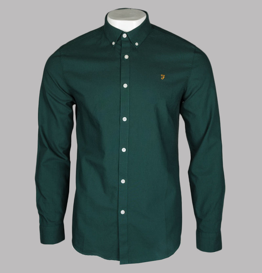 Farah Brewer Slim Fit Oxford Shirt Forest Green