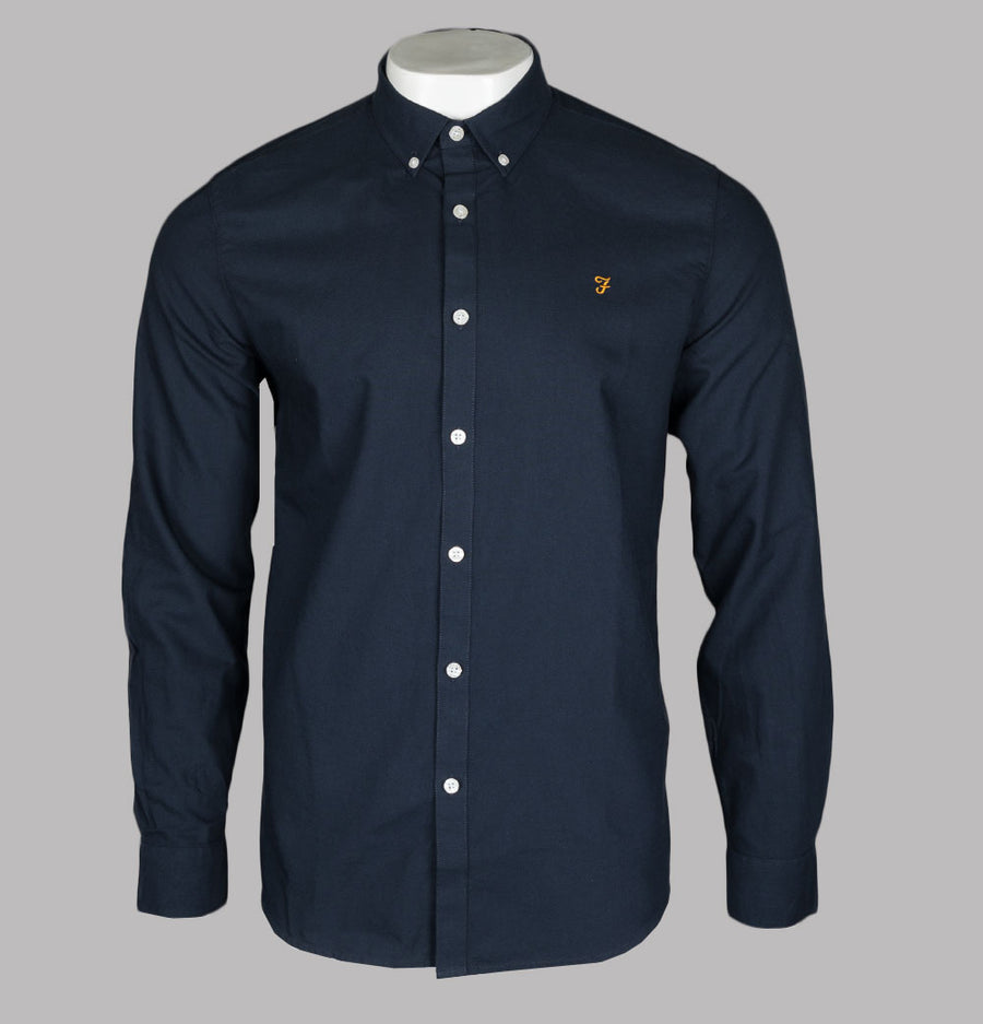 Farah Brewer Slim Fit Oxford Shirt Navy Blue