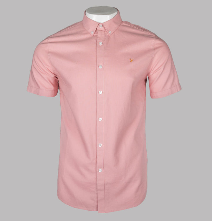 Farah Brewer Slim Fit S/S Oxford Shirt Pink Rose
