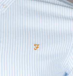 Farah Brewer Stripe Slim Fit Oxford Shirt Sky Blue