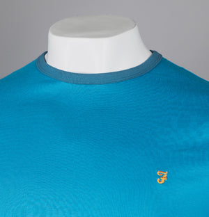 Farah Groves Ringer T-Shirt Blue Opal
