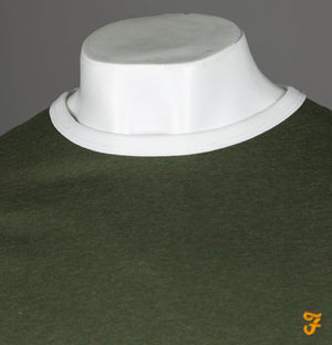 Farah Groves Ringer T-Shirt Evergreen Marl