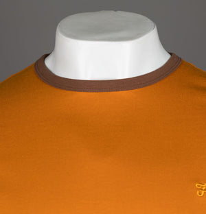 Farah Groves Ringer T-Shirt Ochre Brown