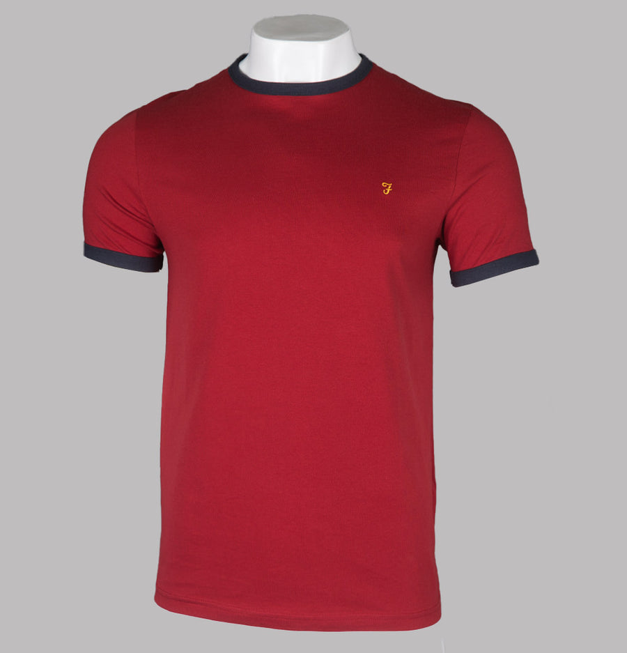 Farah Groves Ringer T-Shirt Vermillion