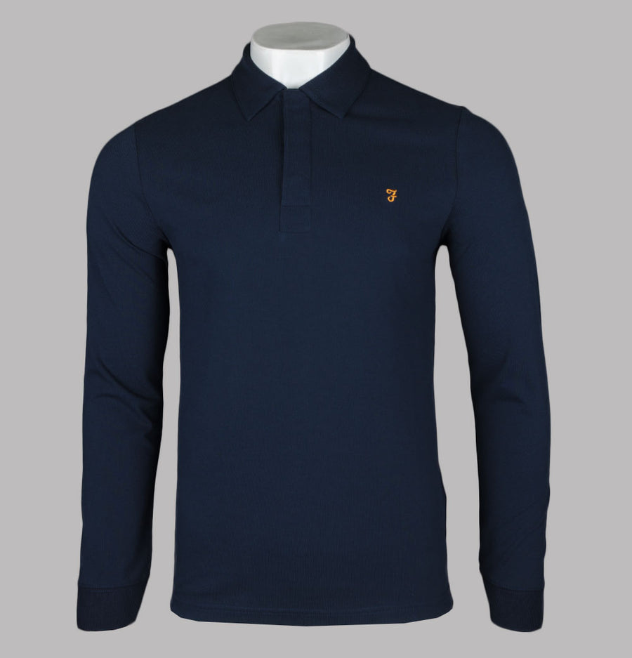 Farah Haslam Slim Fit LS Polo Shirt Navy