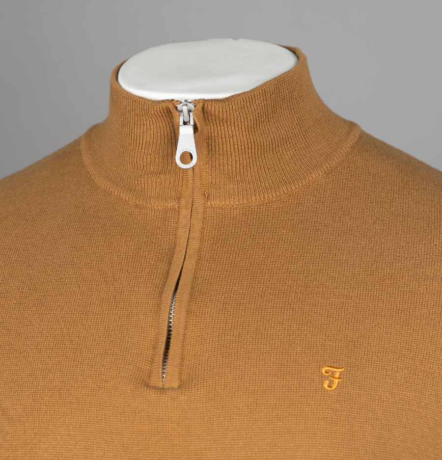 Farah Louder 1/4 Zip Sweatshirt Rich Tobacco