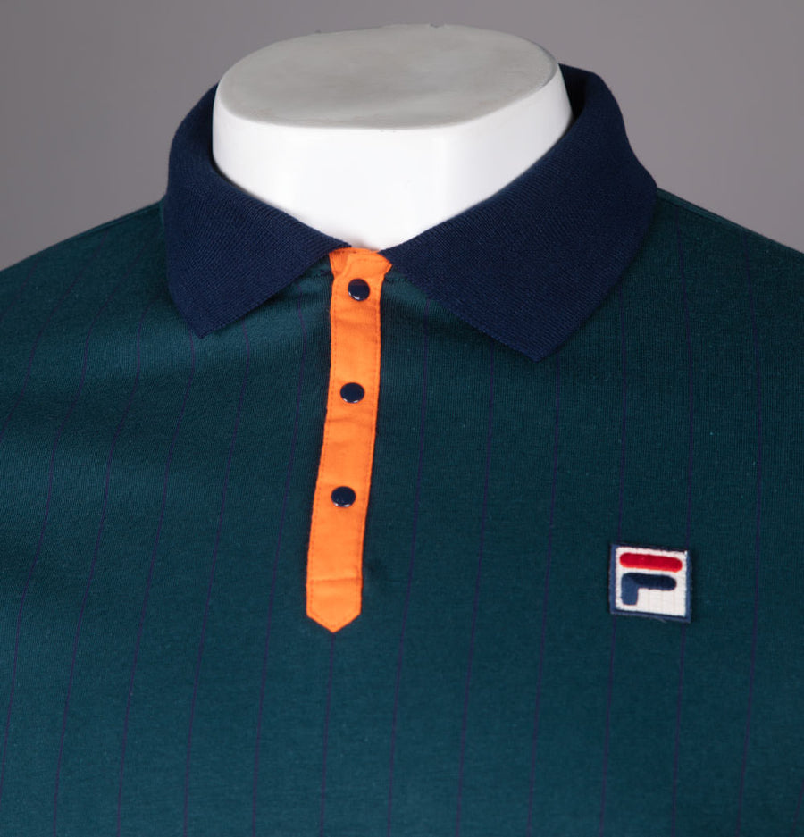 Fila Vintage BB1 Classic Striped Polo Shirt Dark Teal