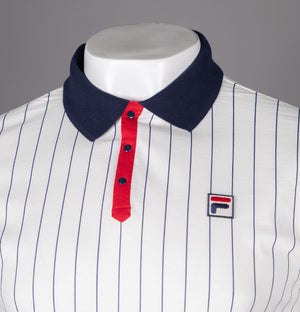 Fila Vintage BB1 Classic Striped Polo Shirt Egret