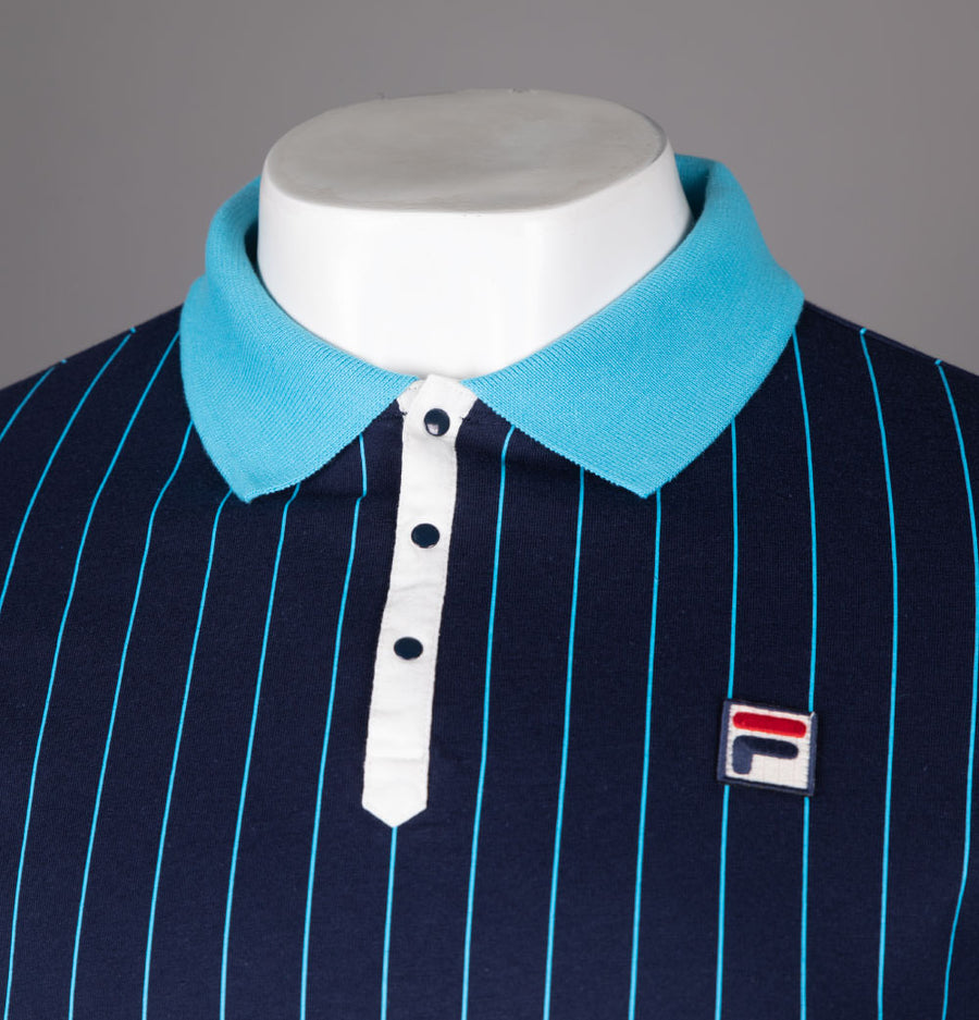 Fila Vintage BB1 Classic Striped Polo Shirt Navy