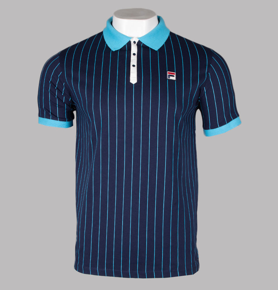 Fila Vintage BB1 Classic Striped Polo Shirt Navy