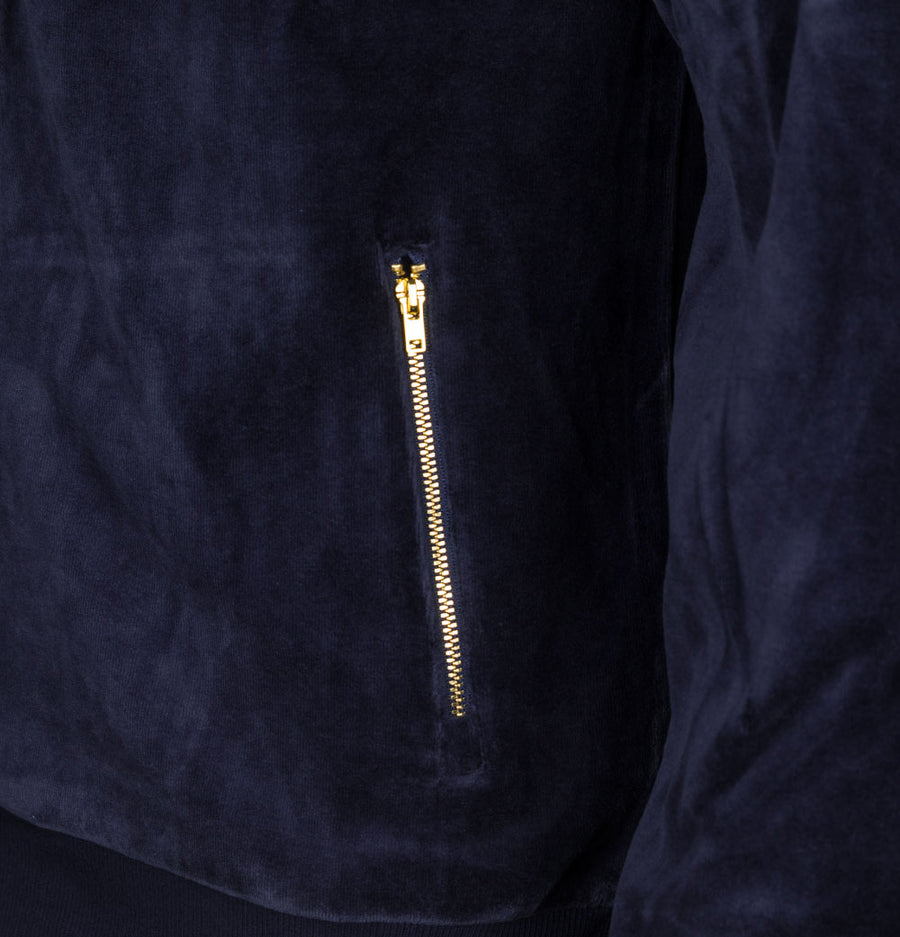 Fila Vintage Gus Chevron Velour Track Jacket Navy