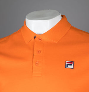 Fila Vintage Omari Heritage Stripe Polo Shirt Orange