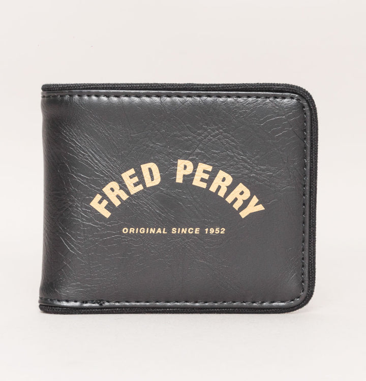 Fred Perry Arch Branded Billfold Wallet Black/Gold