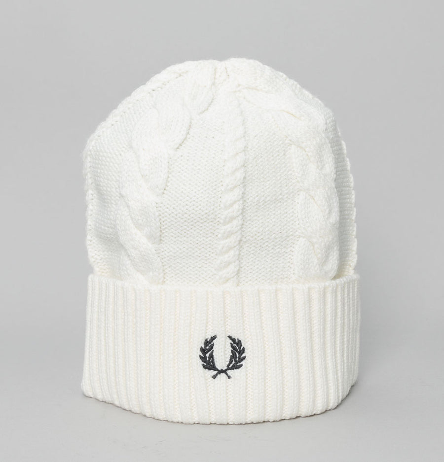 Fred Perry Cable Knit Beanie Ecru
