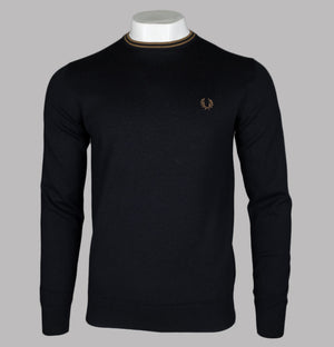 Fred Perry Classic Crew Neck Jumper Black/Shaded Stone