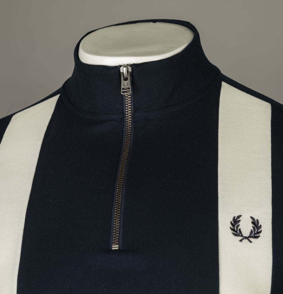 Fred Perry Colour Block Zip Polo Shirt Navy