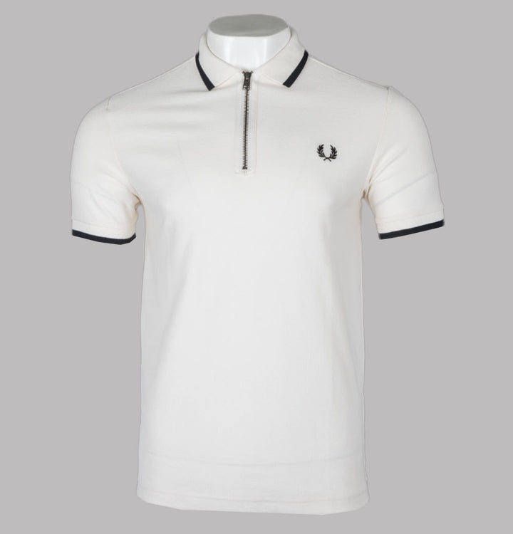 Fred Perry Half Zip Polo Shirt Ecru
