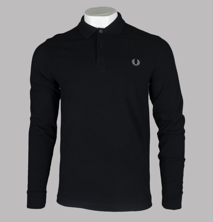 Fred Perry LS Polo Shirt Black/Chrome