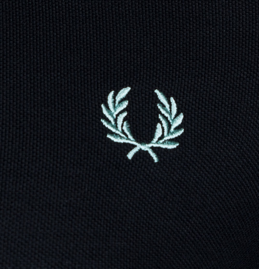 Fred Perry LS Twin Tipped Polo Shirt Black/Silver Blue