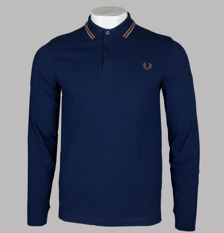 Fred Perry LS Twin Tipped Polo Shirt French Navy