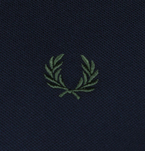 Fred Perry LS Twin Tipped Polo Shirt Navy/Night Green