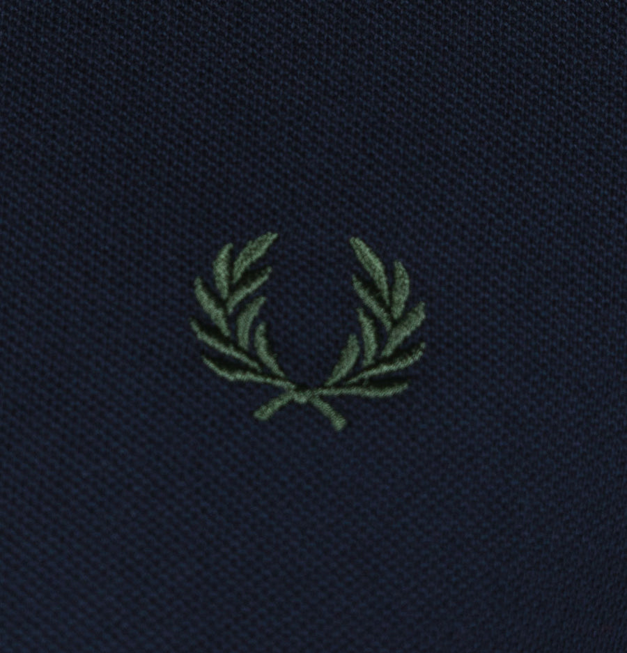 Fred Perry LS Twin Tipped Polo Shirt Navy/Night Green