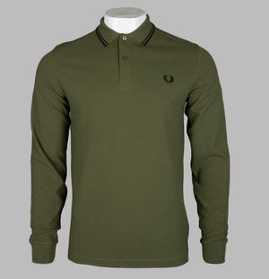 Fred Perry LS Twin Tipped Polo Shirt Uniform Green