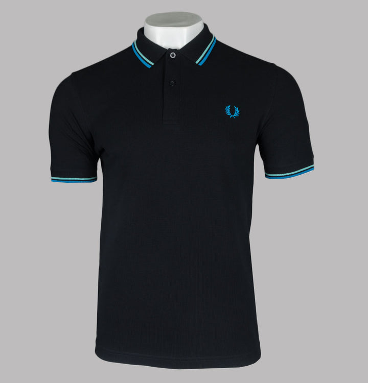 Fred Perry M3600 Polo Shirt Black/Wasabi/Vintage Sky