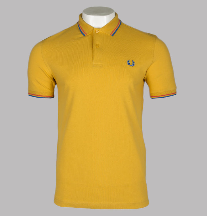 Fred Perry M3600 Polo Shirt Dijon Yellow/Summer Red