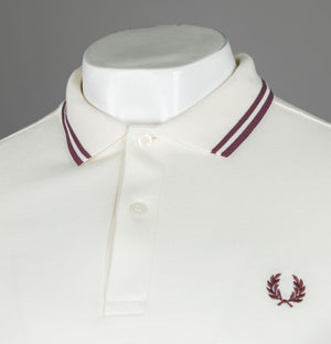 Fred Perry M3600 Polo Shirt Ecru/Oxblood