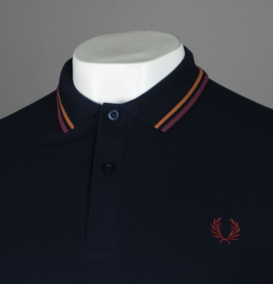 Fred Perry M3600 Polo Shirt Navy/Nut Flake/Oxblood