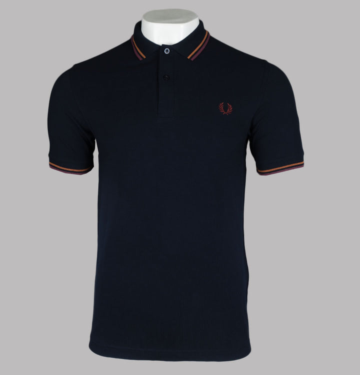 Fred Perry M3600 Polo Shirt Navy/Nut Flake/Oxblood