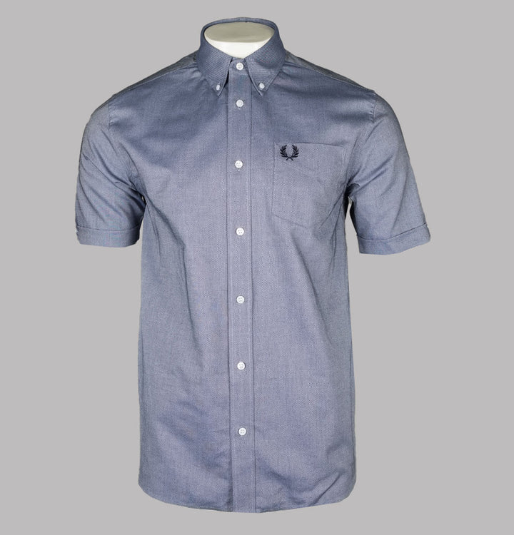 Fred Perry Short Sleeve Oxford Shirt Mid Blue