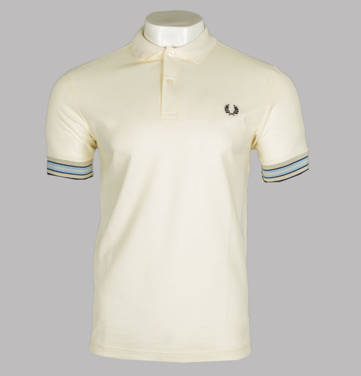 Fred Perry Striped Cuff Polo Shirt Ecru