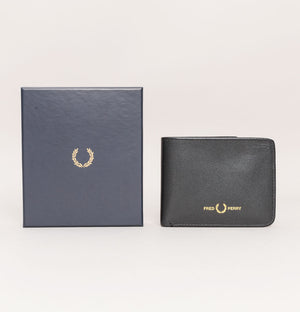 Fred Perry Graphic Leather Billfold Wallet Black