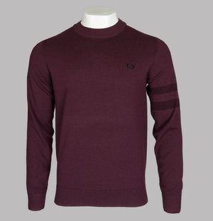Fred Perry Tipped Sleeve Crew Neck Jumper Mahogany Marl