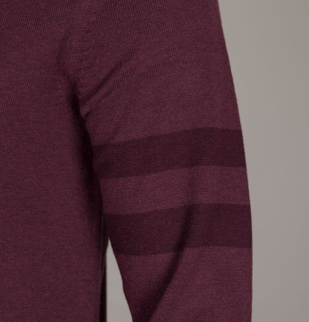 Fred Perry crew neck merino knitted jumper in burgundy marl