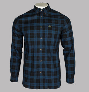 Lacoste Cotton Twill Check Shirt Black/Blue