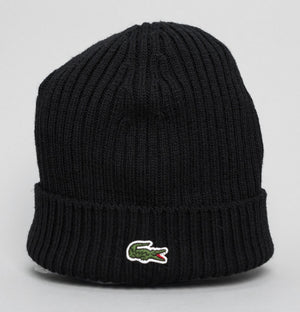 Lacoste Ribbed Wool Beanie Black