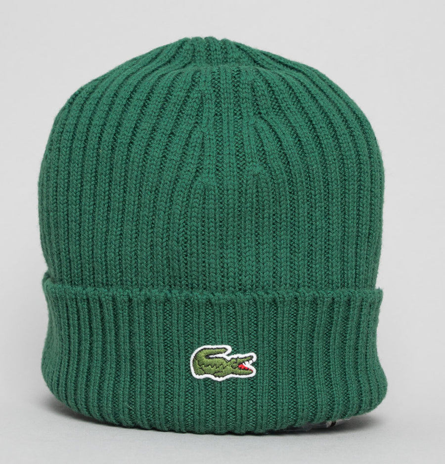 Lacoste Ribbed Wool Beanie Green