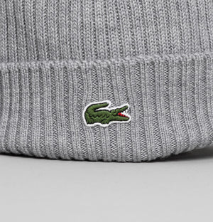 Lacoste Ribbed Wool Beanie Grey