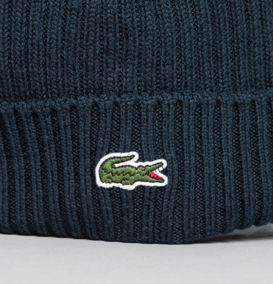 Lacoste Ribbed Wool Beanie Navy