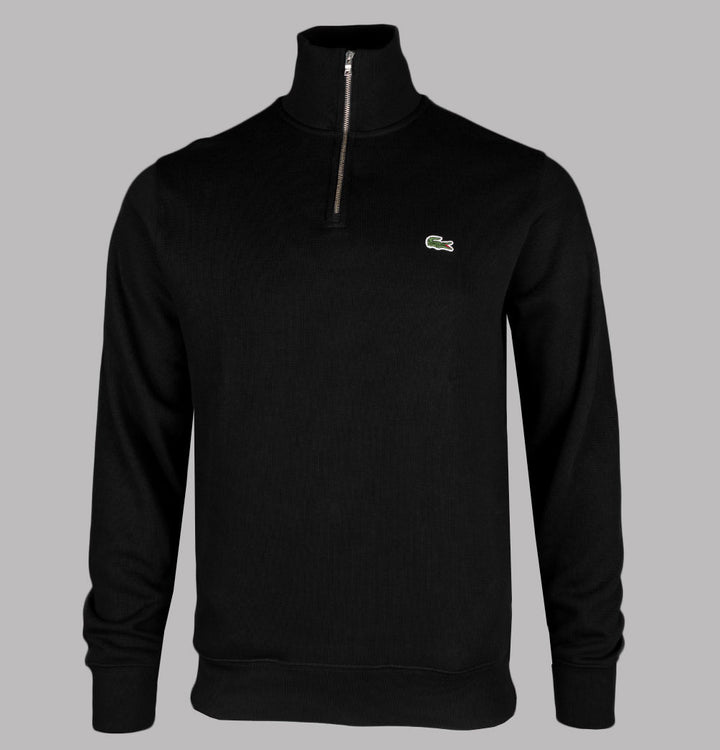 Lacoste Zippered Stand-Up Collar Sweatshirt Black