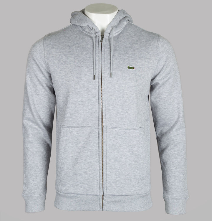 Lacoste Zip Up Hooded Sweatshirt Light Grey
