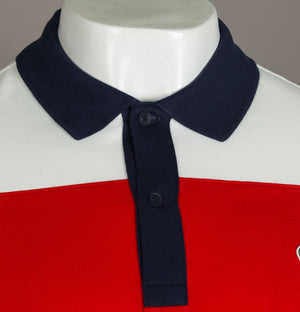Lacoste Stretch Colour Block Polo Shirt White/Red
