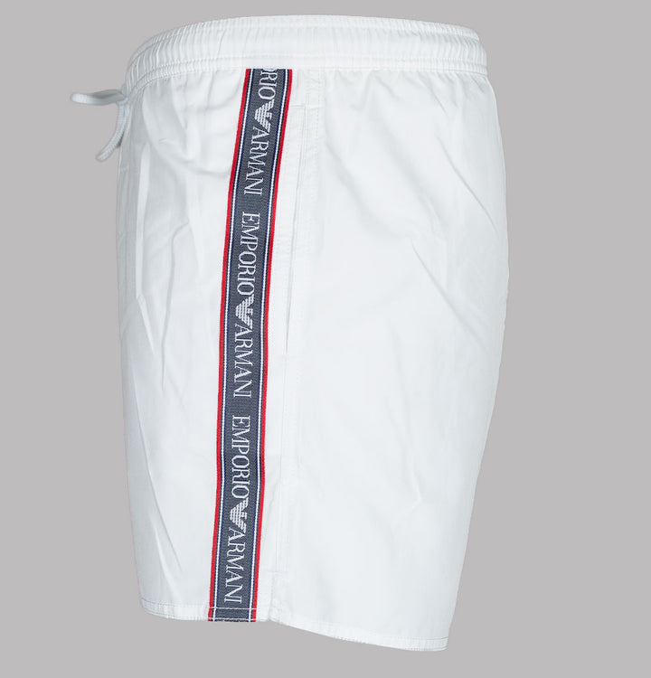 Emporio Armani Logo Taping Swim Shorts White
