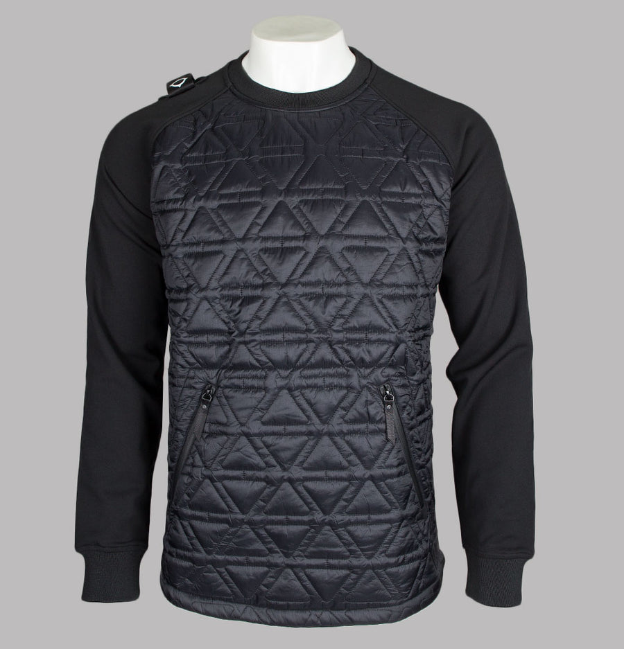 Ma.Strum Polygon Quilt Fleece Sweatshirt Jet Black