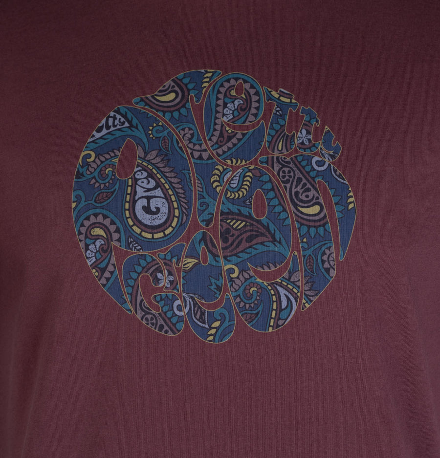 Pretty Green Alloway Paisley Logo T-Shirt Red