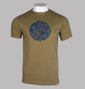 Pretty Green Alloway Paisley Logo T-Shirt Yellow