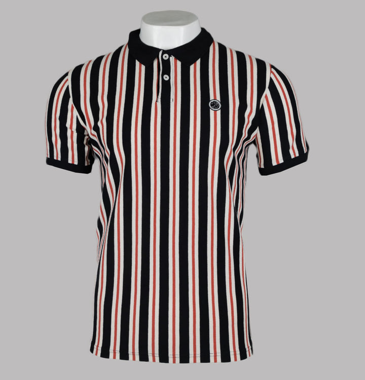 Pretty Green Capella Triple Stripe Polo Black